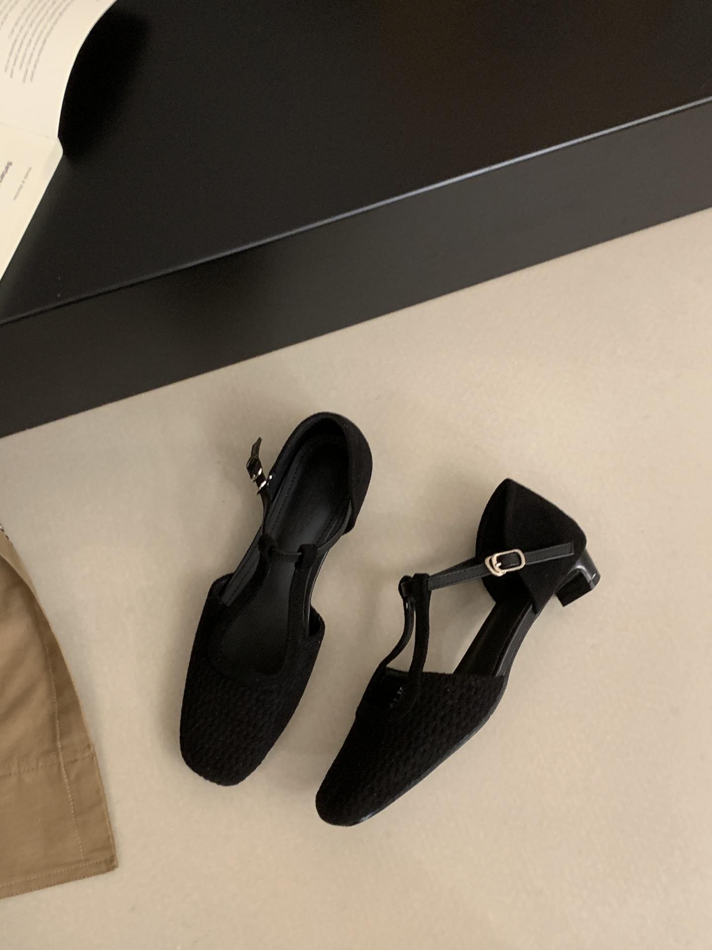 

Винтажные сандалии в японском стиле женские с квадратным носком, ремешком на щиколотке и пряжкой, повседневная обувь, элегантные, удобные сандалии для женщин 39 чёрный