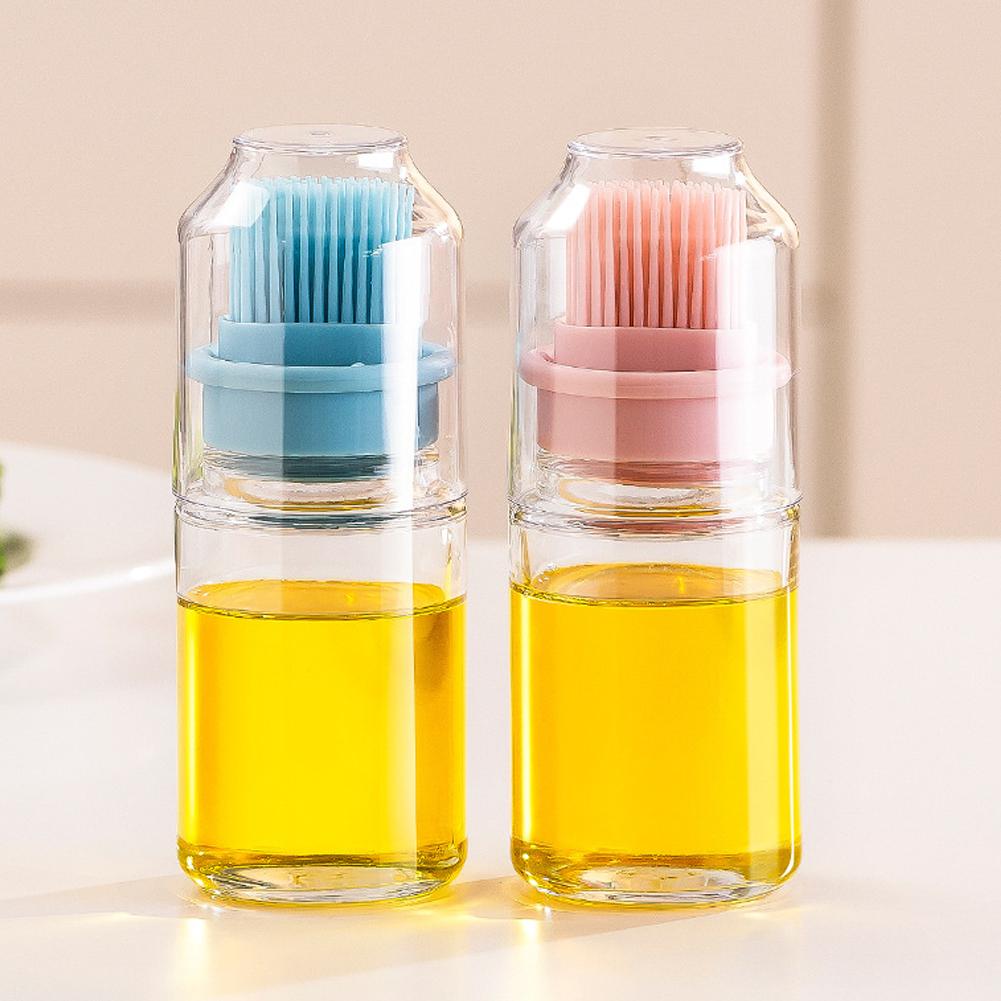 150ml 2-In-1 Oil Bottle With Brush Large Capacity Measuring Oil Container Kitchen Cookware