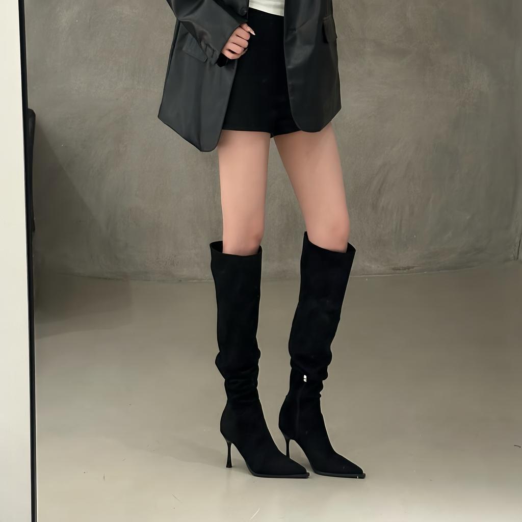 Western boots Women's pointed high heels Skinny boots Skinny heels Wear more Martin boots Long boots Pile boots Pleated boots