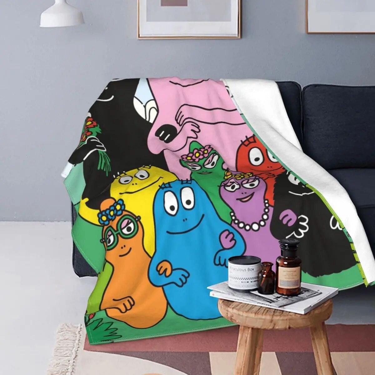 

Семейное фланелевое одеяло Les Barbapapa, милое мультяшное одеяло по индивидуальному заказу для дивана, постельные принадлежности, коврик для отдыха, кусок коврика