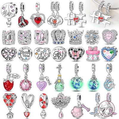 New Copper Charm Bead Mother'S Day Love Heart Family Charm Bead Pendant Fits Bracelet Womens Jewelry Gift