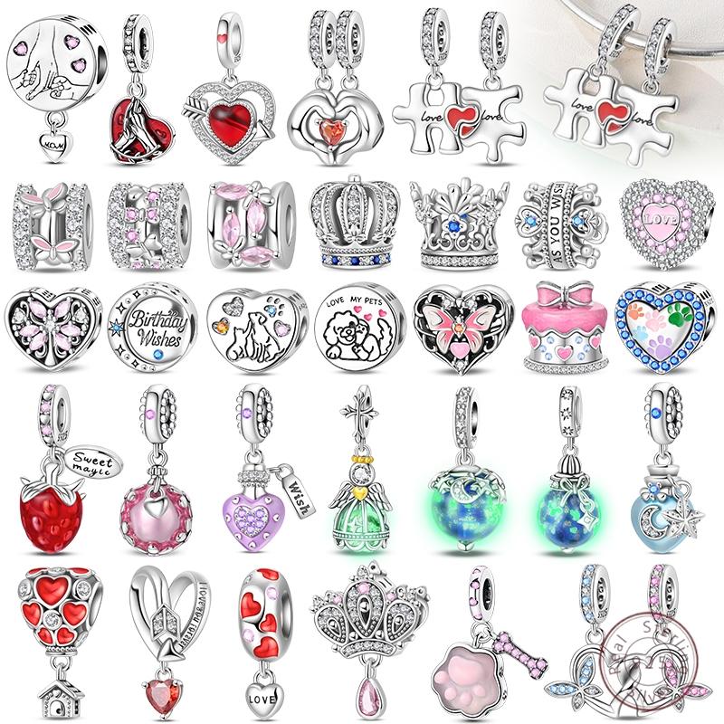 New Copper Charm Bead Mother'S Day Love Heart Family Charm Bead Pendant Fits Bracelet Womens Jewelry Gift