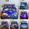 Set de lenjerie de pat spațial Galaxy 3D Univers Husă de plapumă psihedelică cu fermoar Queen Double Full Poliester Husă de plapumă