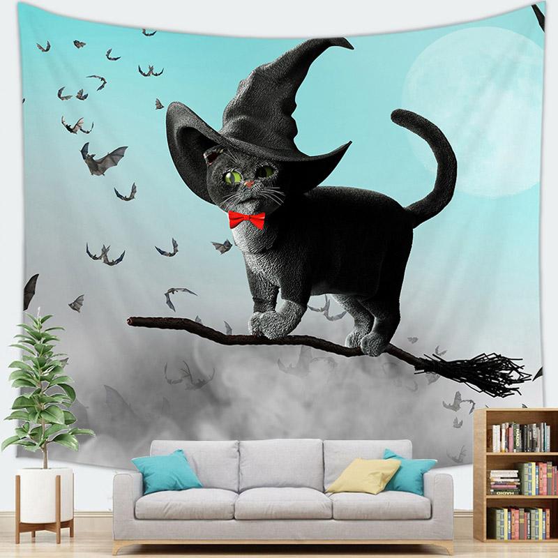 Home Decor Halloween Wall Tapestry Halloween Party Devil Pumpkin Skull Black Cat Decoration Tapestry Backdrop Cloth