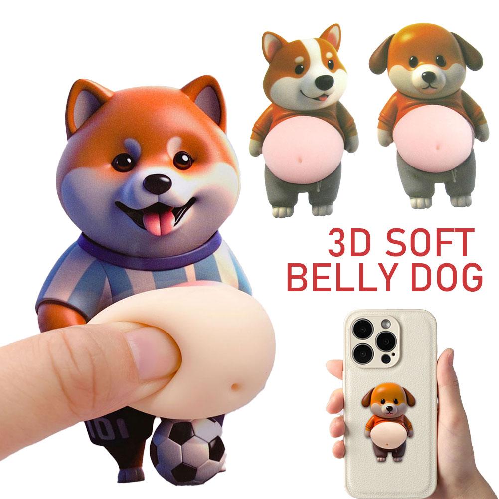 1/5Pair 3D Dog Stickers-Cute Puppy with Orange Outfit & Pastel Pink Background, Rubber Self-Adhesive Decals with Glitter Accents