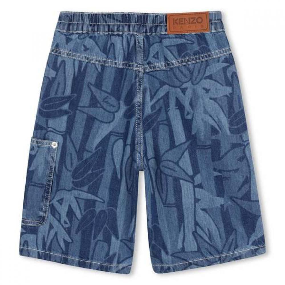 Kenzo Kids Eden Jungle 14 Years Waistband Denim Shorts