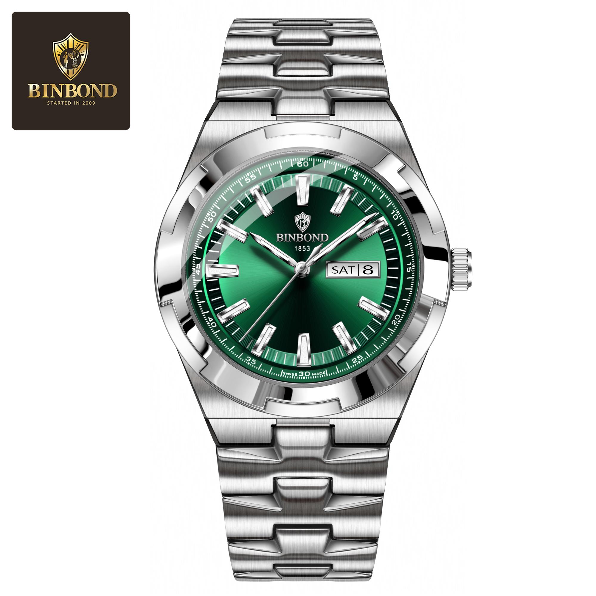 

Man Wristwatch Quartz Men Business Watches Waterproof Luminous Date Week Stainless Steel Watch Male Reloj зелёный/серебряный