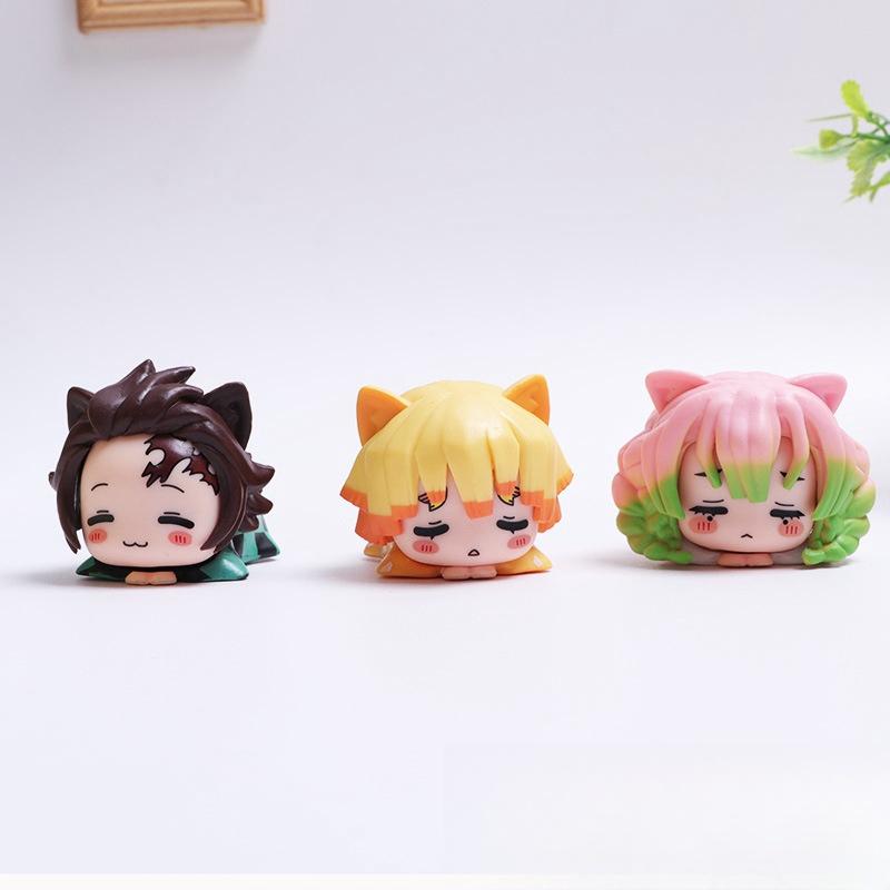 Demon Slayer Mitsuri Figure Kimetsu No Yaiba Cat Nezuko Statue Cute Muichirou Action Figurine Sculpture Desk Decoration Ornament