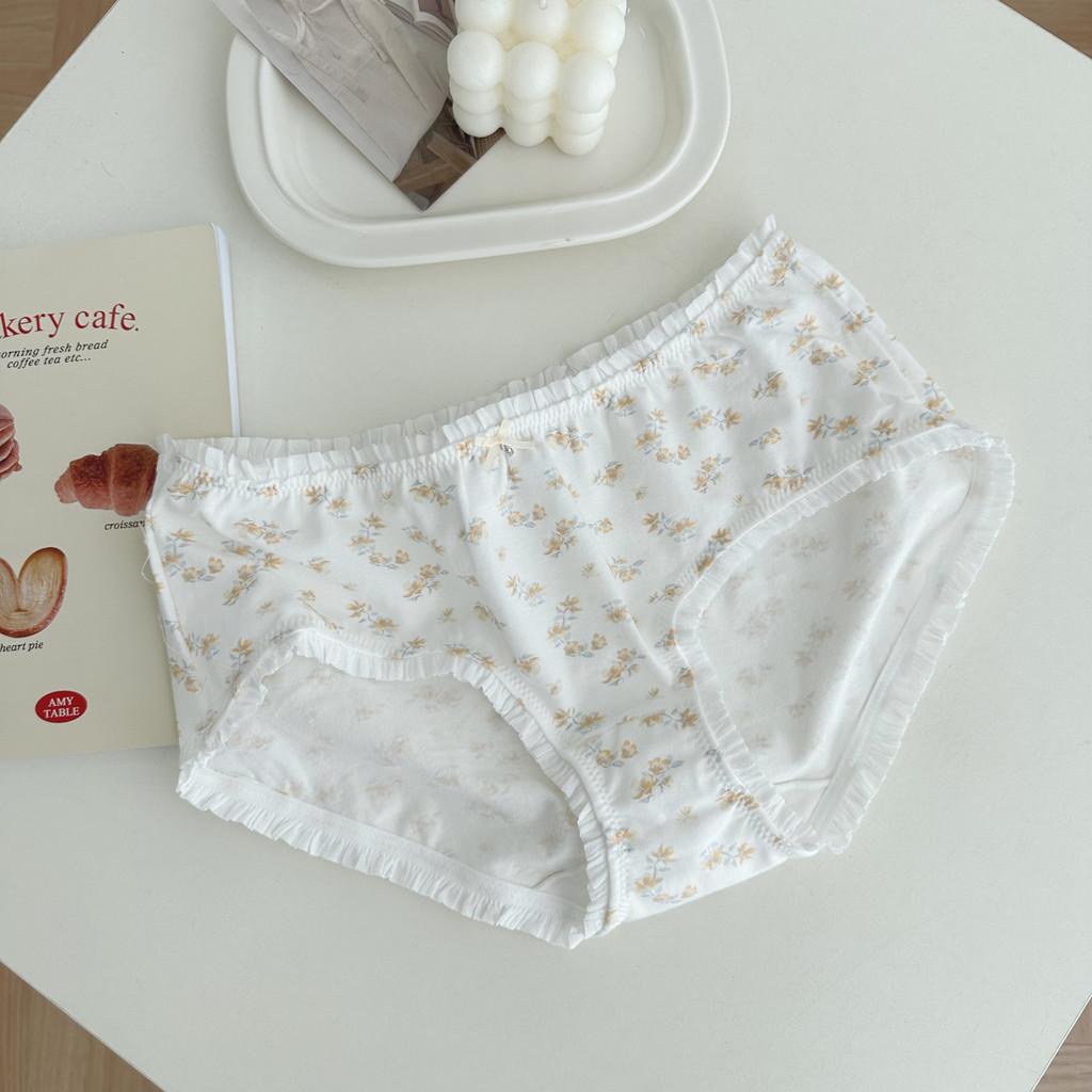 Soft Breathable Cotton Women s Floral Pattern Mid Rise Underwear Comfortable Summer Essentials Yellow Flower,M