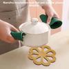 Decorative Windmill Shape Bamboos Trivet with Stand Heatproof Pot Pan Pad For Dining Table Kitchen Essential