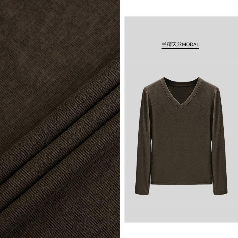 Imported Modal Lenzing Tencel, Soft Waxy Slim-fitting Bottoming Shirt with Long Sleeves and Large Size Women's Spring and Summer Clothes