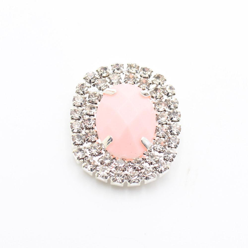 10 pieces of 23 * 28mm double row oval flat crystal four hole sewn rhinestone buttons DIY clothing hair clip decoration accessor