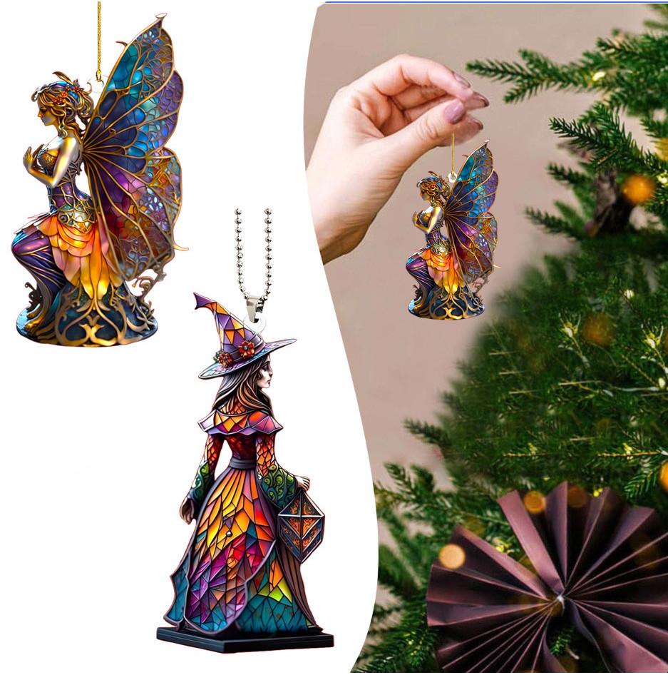 Whimsical Witch Car Rearview Mirror Decoration Made From Durable Material Acrylic