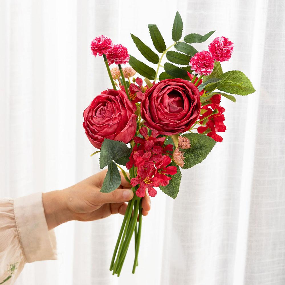 Artificial Flower Rose Bouquet For Wedding Decor Living Room Decoration, Wedding Hand Held Flower Simulation Rose Wedding Bouque