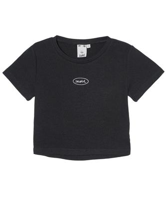 Back Slit Short Sleeve Medium Top, S/S, 105242013022, Black,