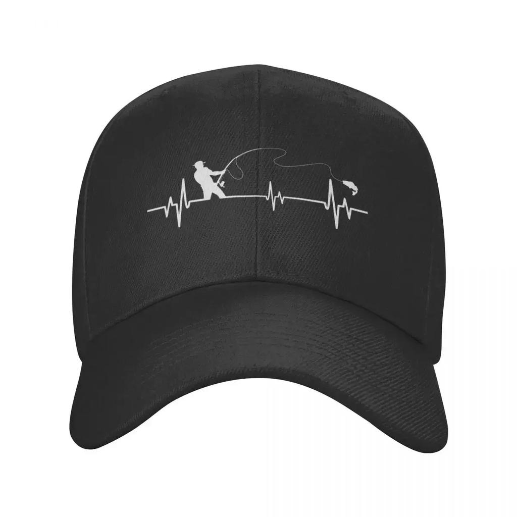Personalized Fishing Heartbeat Baseball Cap for Unisex Women Adjustable FisherUnisex Fish Dad Hat Sports Snapback Hats Summer Caps