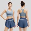Conjunto de Shorts com Sutiã Esportivo e Top Regata Yoga Muay Thai Boxe Treino de Exercícios Pilates Fitness Workout Roupa Esportiva Feminina Academia Secagem Rápida Tecido Elástico