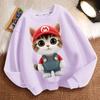 Cute Cat Round-neck Sweatshirt for Children, Long-sleeved Casual Sweatshirt for Boys and Girls in Spring and Autumn