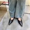Aphixta High Heels Elegant Women Slides Pointed Toe Shallow Summer Dress Slides Sexy Pleated Design Patent Leather Slipper Shoe