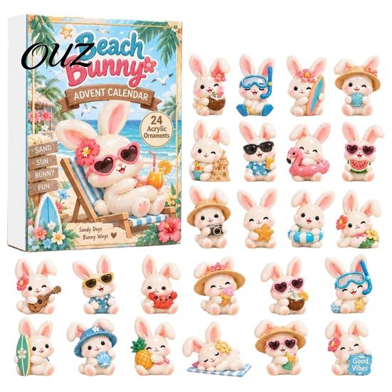 Creative Holiday Gifts for Rabbit Lovers 2026 Bunny Advent Calendar, 24 Days Acrylic Ornaments Christmas Countdown Decorative Animal Charms