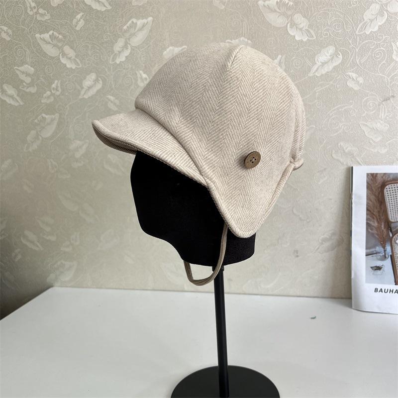 Autumn and Winter New Woolen Men's and Women's Outdoor Corduroy Warm and Cold Ear Protection Hats
