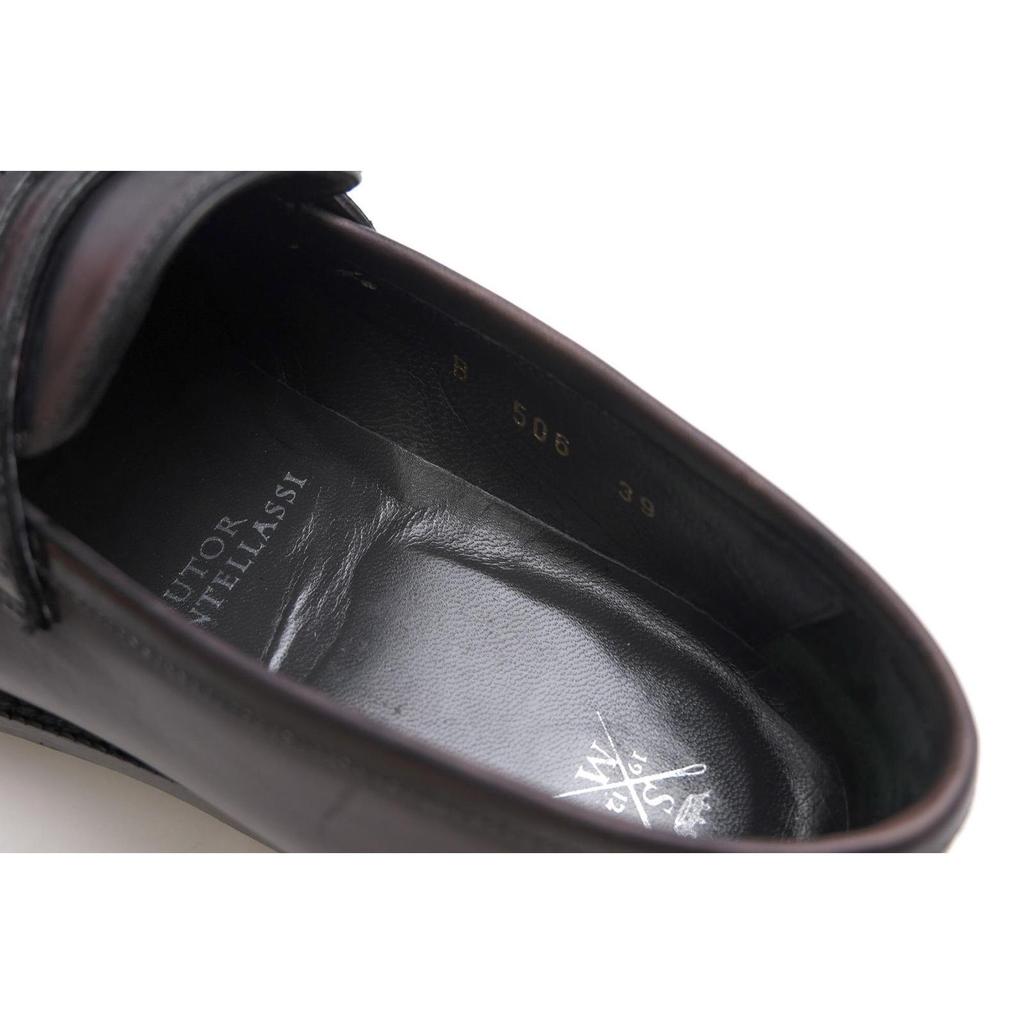 Used Sutor Mantellassi Penny Loafers Shoes Men's Leather Genuine Leather Black U-tip Slip-on McKay construction