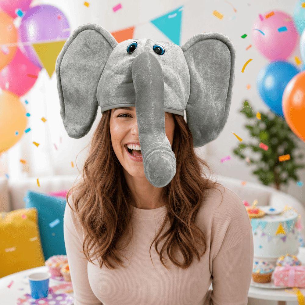 Long Trunk Plush Animal Hat Large Ears Cartoon Costume Cap Funny Kids Plush Elephant Hat Easter