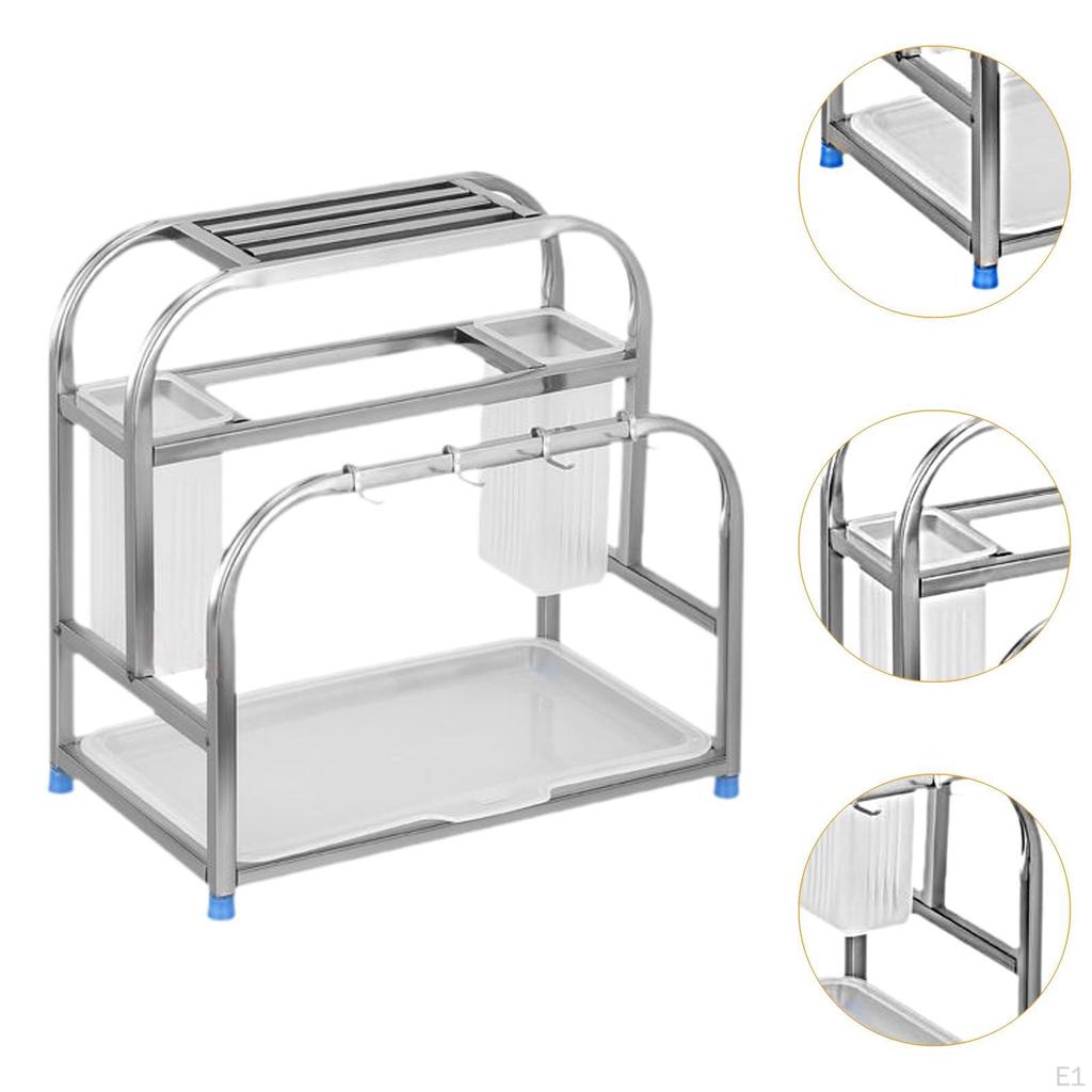 Cutlery Organizer Rack with Drain Tray for Forks And Spoons In Kitchen
