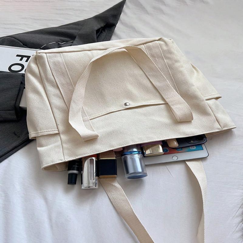 Ladies' Multi Pocket Handbag with Canvas Strap and Handle Bag, Large Capacity Wallet, Reusable Handbag