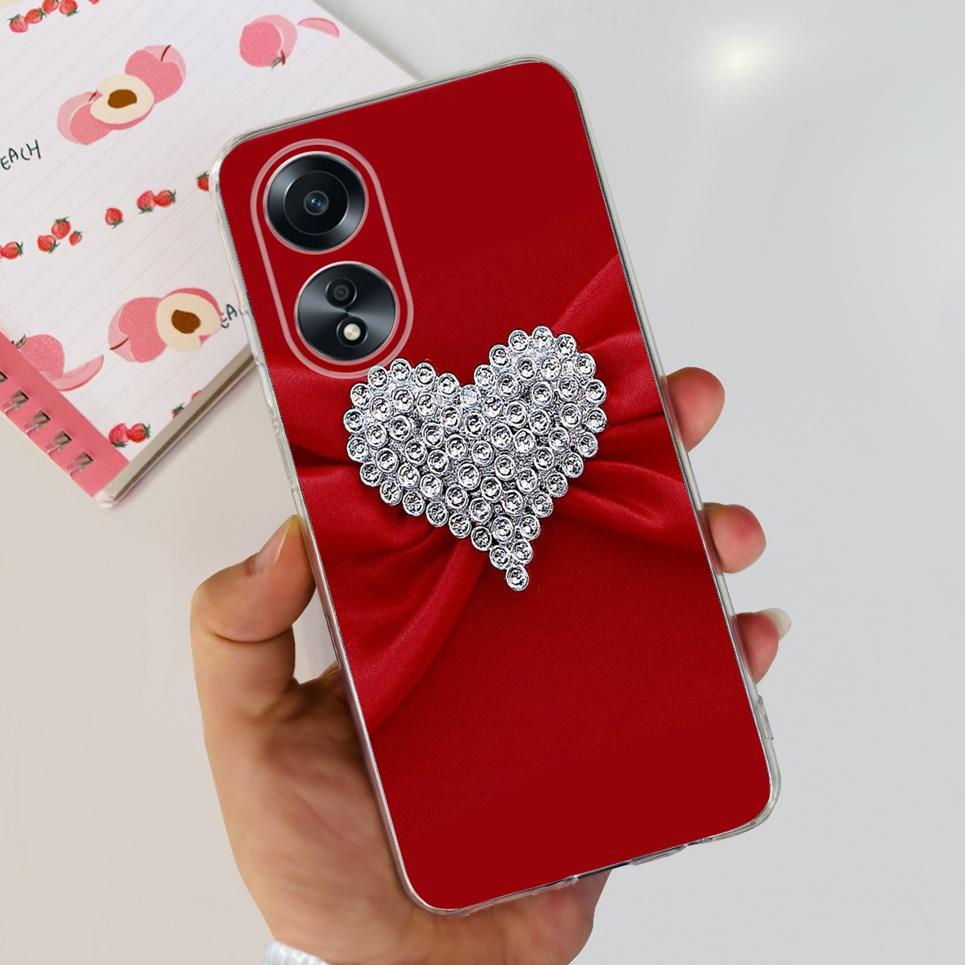 For Cover Oppo A58 4G CPH2577 Case Love Heart Butterfly Cover Shell For Oppo A78 5G 4G CPH2565 Soft Clear TPU Bumper Etui