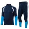 Men Women Soccer Training Kit Half-Zip Long Sleeve Jersey Shorts Set Football Practice Matches