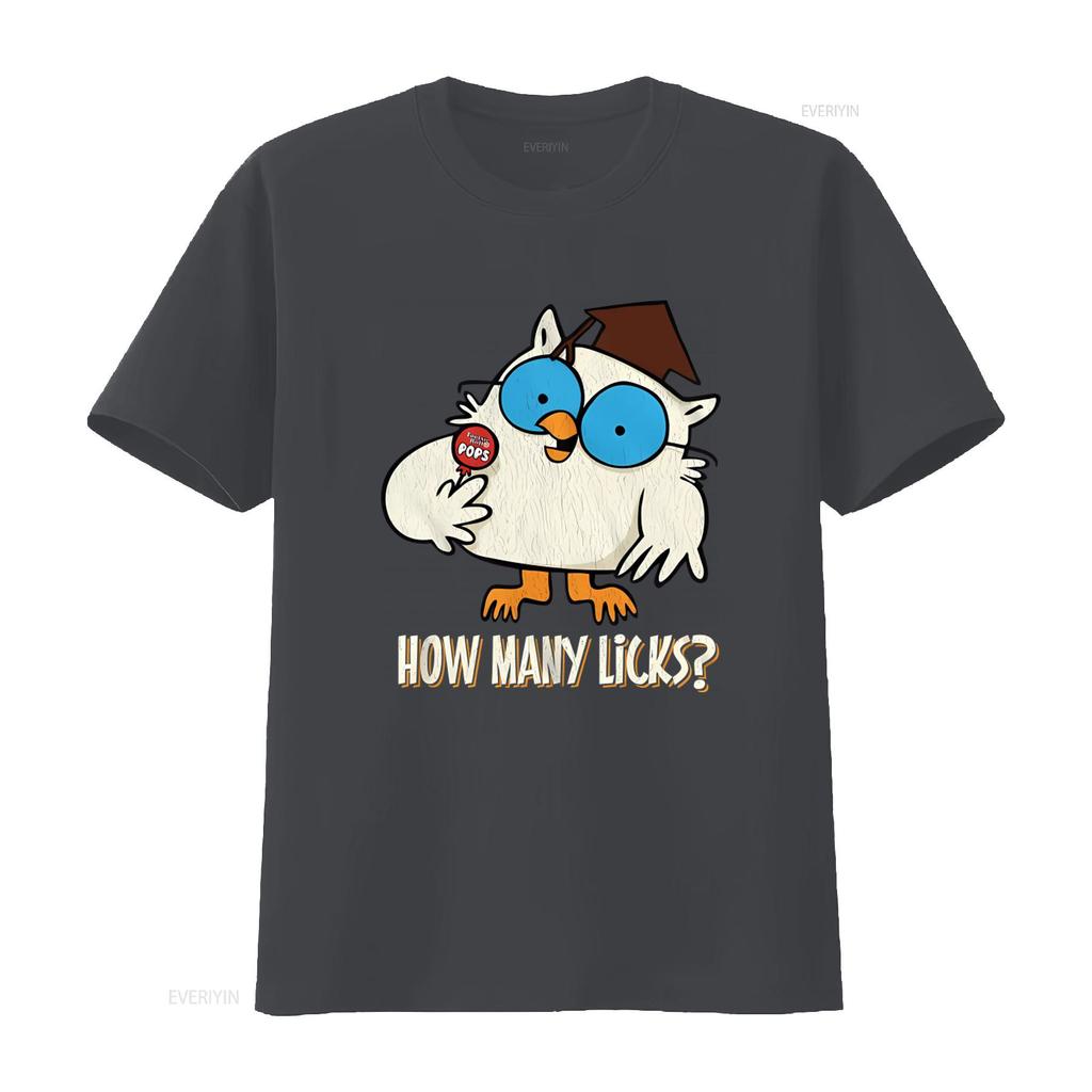 Tootsie Roll Owl Unisexylicks Black Heather Adult T Shirt Fun Cartoon Design With How Unisexy Licks Text Vintage Washed Breathable