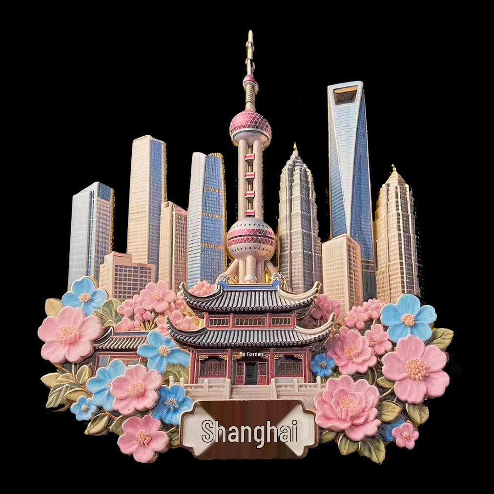 City Scenic Spots Cultural Refrigerator Magnets - Architectural Tourism & Museum Metal Magnet Tiles