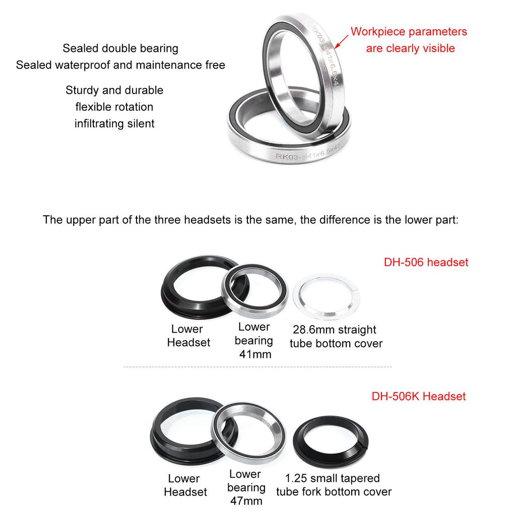Bike Bearing Headset Aluminum Alloy Bicycle Headset for Small Tapered Tube 44?50.6mm Front Fork