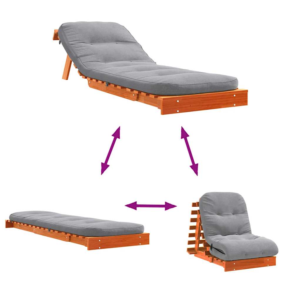 Vidaxl Sofa Rozkładana Futon, Z Materacem, Woskowy Brąz, 70X206X11 Cm