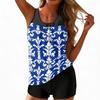 Women's Vintage Floral Print Split Swimsuit Sport Swimsuit
