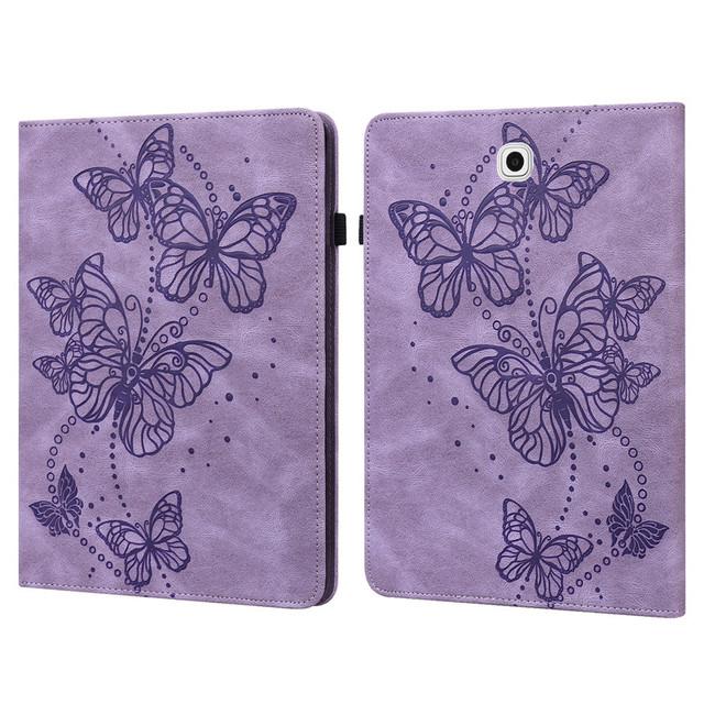 

Чехол для планшета Samsung Galaxy Tab S2 9 7, Carcasa De TPU Con Relieve De Mariposa Y Flores, SM-T810 T813 Tab S2 9.7 Inch 2015 фиолетовый