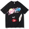 T-shirt Unisex con Stampa Divertente Faccia Mezzitoni Doja Cat Nuova Estiva Girocollo 100% Cotone Moda Stile Harajuku Oversize Casual