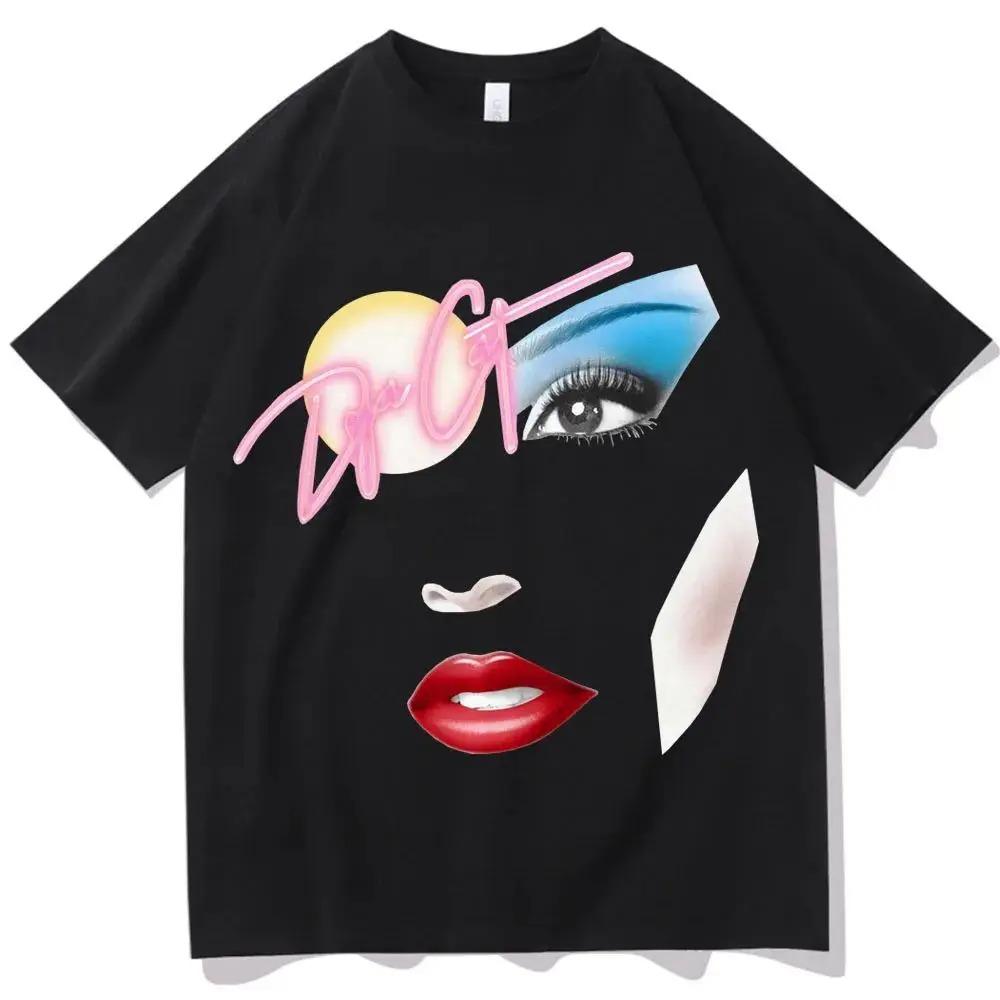 T-shirt Unisex con Stampa Divertente Faccia Mezzitoni Doja Cat Nuova Estiva Girocollo 100% Cotone Moda Stile Harajuku Oversize Casual