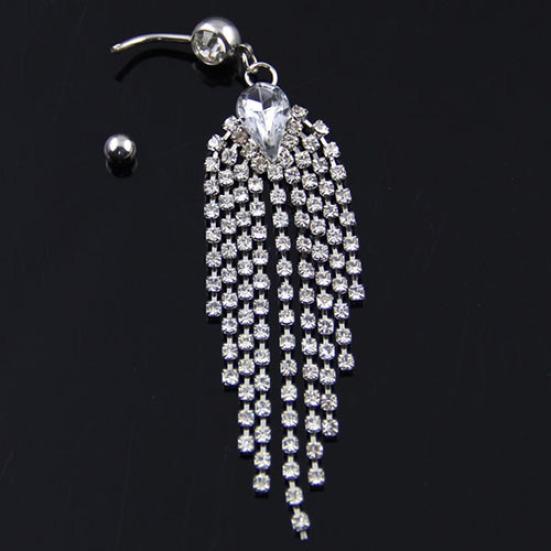Dusker Navle Mageknapp Bar Vektstang Ringer Rhinestone Kroppspiercing Smykker