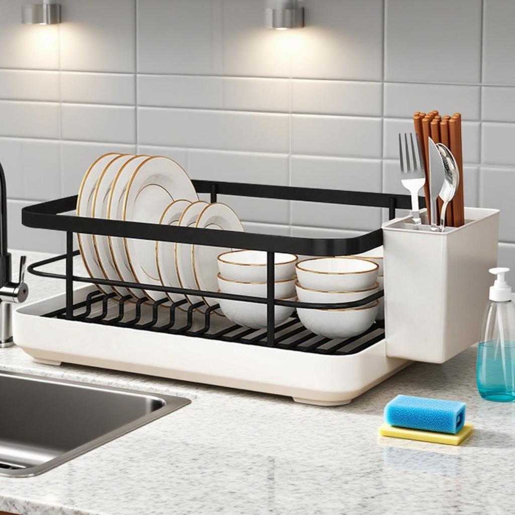 Dish Racks for Kitchen Counter Sink Space-Saving Dish Drainer Rack Basket Utensil Organizer for Cabinet Shelf Indoor RV Family