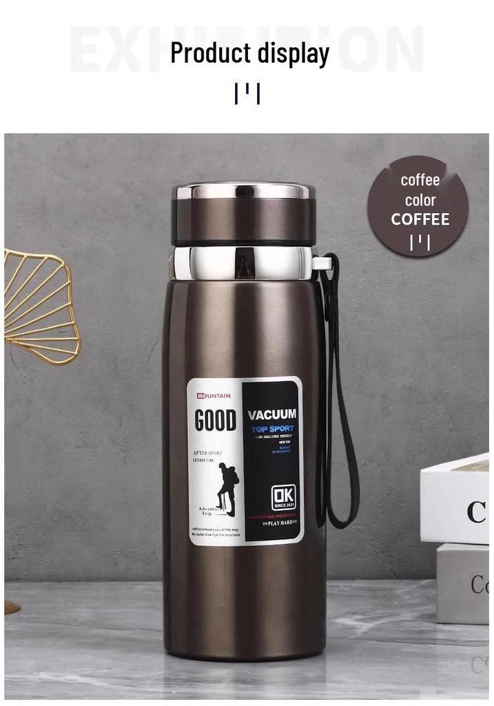 Large 316 Stainless Steel Thermos Mug, Portable Car Water Bottle, Student Cup, Outdoor Tea Infuser for Men & Women