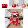 Adorable Red Bowknot Children's Handbag With Charming Pearl Chain For Kids