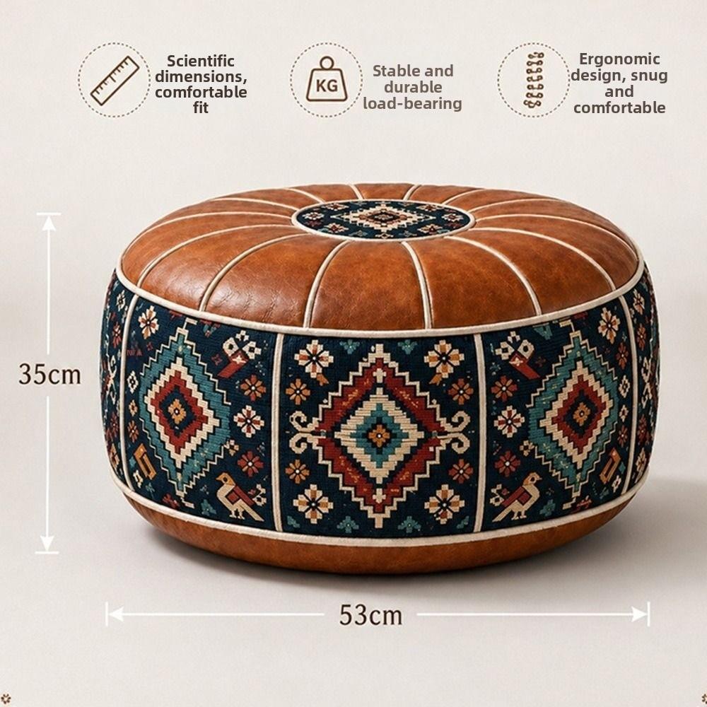 Fillable Design Ottoman Pouf Boho Pattern Storage Ottoman New Footstool Cover  Home Use