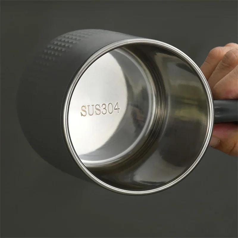 Portable Double-layer Anti-scalding Coffee Mug 304 Stainless Steel Water Cup with Handle and Cover Leak-proof Thermos Cups Mugs