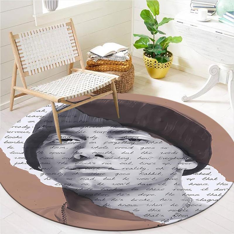 Eminem Round Area Rug,Carpet Rug for Living Room Bedroom Sofa Playroom Decor,Non-slip Floor Mat