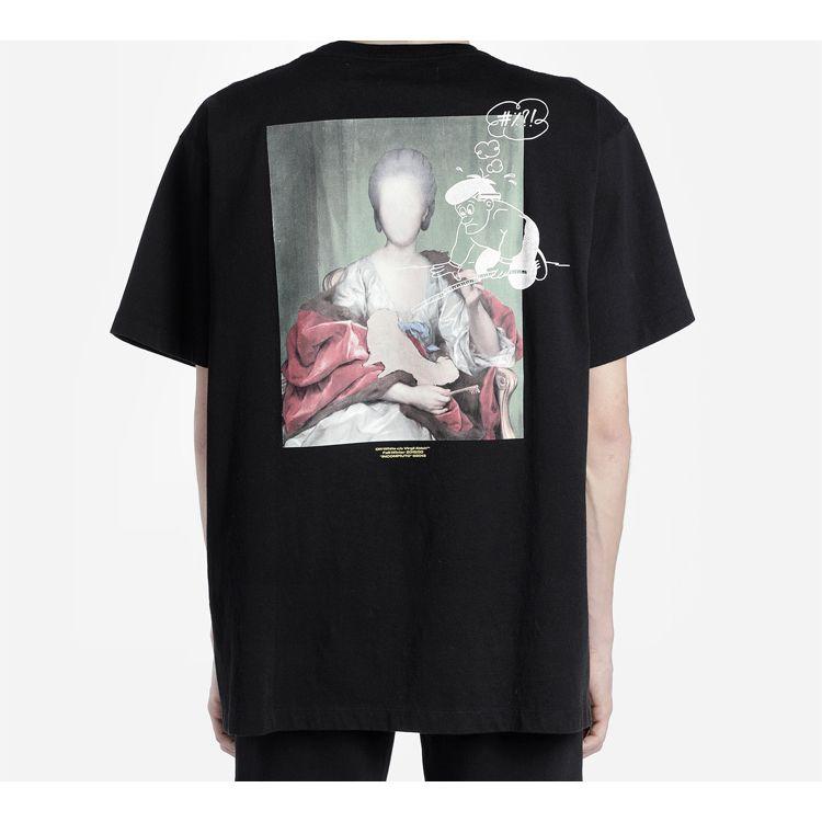 Off-White FW19 Photo Print Loose Short Sleeve T-Shirt Men Tops Black OMAA038E191850051088
