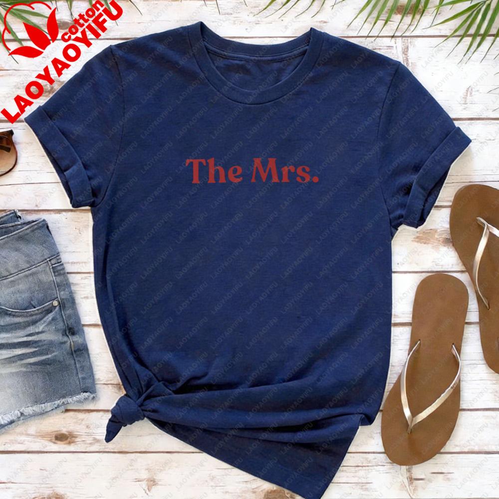 La Signora T-shirt da Donna Cotone Manica Corta Casual Moda Top Estivo per Sposa Regalo di Matrimonio Modello Classico Girocollo T-shirt Stampate