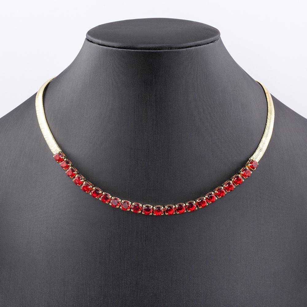 Nidin High Quality Rainbow Shiny Crystal Zircon Chain Necklace 7 Colors For Women Female Fashion Versatile Jewelry Accessories