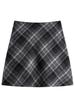 Women's Plus Size Plaid Wool A-line Skirt – Spring & Autumn, Anti-Exposure, Slimming, Thickened, Hip-Hugging, Short Skirt for Chubby Girls.